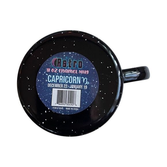 Capricorn Astrology 18 oz Enamel Campfire Mug Zodiac Symbol Blk White & Gold NWT - Picture 7 of 7